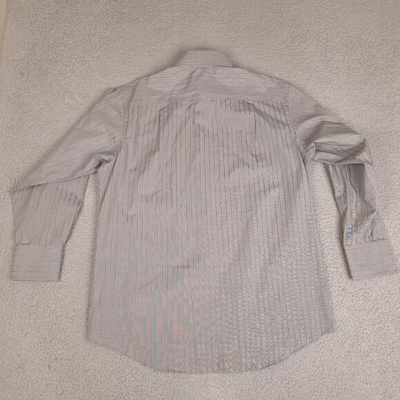 Sean John Dress Shirt Men's Large 16 32/33 Gray Striped Fine Tailoring Button Up - Picture 12 of 13
